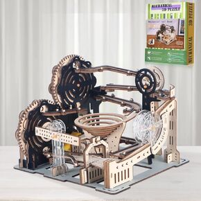 3D Wooden Puzzles for Adults，Electric Automatic Wooden Marble Run Model Building Kits, 3D Puzzles for Adults &Teens Gifts, Mechanical Mrble Roller Coaster Gifts for Birthday,Holiday