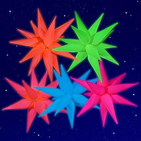 Mega-L Glow Glow in The Dark Party Supplies, 6 Pcs Neon Star Balloons Kit – Neon Foil Explosion & 12 pt Cone Balloons for Arches/Garlands. Perfect for Birthday, Wedding, Anniversary, Graduation Party