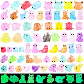 100PCS Random Mini Resin Animals Tiny Figurines Glow in Dark, Miniature Figures to Hide, Little Animal Toys Small Accessories for Topper Garden Dollhouse Landscape Aquarium Ornaments Crafts & Decor