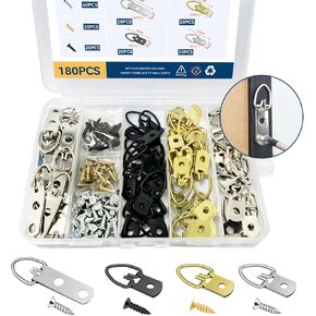 80 Pack D-Ring Picture Hangers, Heavy Duty Double Hole and Single Hole Hangers with Screws, for Hanging Clock Paintings Artwork Picture Frame Hook Photos Mirrors