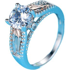 925 Sterling Silver Fashion Angel Wings CZ Stone Ring for Women Sterling Silver Princess Cut Cubic Zirconia Stackable Statement Ring Gift Fashion Angel Wings Jewelry-Making-Patterns 6