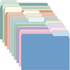 120 Pack Two Tone Color File Folders 8.5 x 11 Inch, 1/3 Cut Tab File Folder Letter Size, Assorted Colors, 10 Pastel Colors Manila File Folders, School Business Office Folders for Document Files Pape