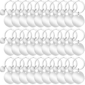 cobee 30Pcs Blank Engravable Metal Keychain, Round Stamping Blanks Stainless Steel Keychain Blank Dog Tags with Key Rings for DIY Decorative Craft Laser Engraving