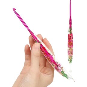 Katech 4.5mm Crochet Hooks with Floral Pattern-Comfort Grip Ergonomic Crochet Needles-Longer Smooth Glide Crocheting Hook for Arthritic Hands, Beginners & Professional Ideal Crochet Gift(7)