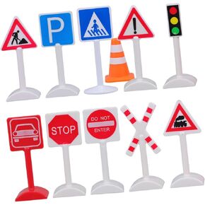 Alipis 1Set Miniature Traffic Signs and Lights for Traffic Cones Stop Signs and Crosswalk Signals for Sandbox Models and Train Tracks Bright Colors for Educational Play