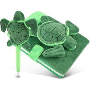 Puzzled Plush Sea Turtle Notebook and Pen