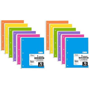 Mead Spiral Notebook, 12 Pack of 1-Subject College Ruled Spiral Bound Notebooks, Pastel Color Cute School Notebooks, 70 Pages