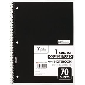 Mead Spiral Notebooks, 1 Subject, College Ruled, 70 Sheets, 24 Pack (73705)