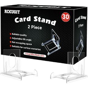 30-Pack 2-Piece Card Display Stands - baseball card stand, Small Stand for Card Holder, Card Stand, Transparent Display Stand for Magnetic Card Case, Showcase Top Loaders,Hard Sleevse Display Stand