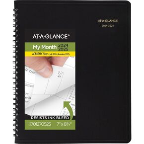 AT-A-Glance Planner 2025-2026 كتاب موعد أكاديمي ، شهري ، 7 "× 8-3/4" ، غطاء متوسط ​​ومرن ، أسود (7012705)