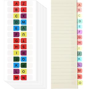 A-Z Alphabet Tabs, 24 Sheets A-Z Multicolor Sticky Alphabet Index Tabs Self-Adhesive ABC Alphabetical Tab Indexes Letter Index Tab for Notebook, Textbook, Dictionary, Filing