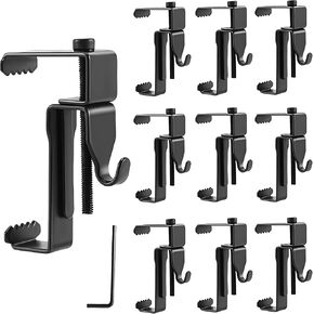 TRBSXRT 10 Pack Stainless Steel Brick Wall Clips - Heavy Duty Brick Hangers with 1 Wrenches Brick Hooks Clamp No Drill Outdoor Decor for Hanging Pictures, Black