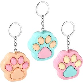 3pcs Cat Paw Fidget Keychains, Cute Pastel Color Cat Paw Fidget Clickers Mini Sensory Toy for Adults Teens Kids Stress Anxiety Releasing