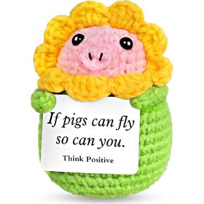 Mini Positive Crochet Panda Gifts, Cute Emotional Motivational Support Positive Crochet Animals Pandas Gifts with Cards for Cheer Up Panda Gift
