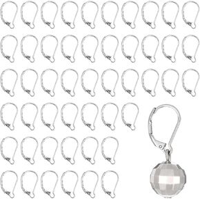 50PCS Earring Hooks, Stainless Steel Lever Back Earring Clasp, French Anti-Sensitive Closed Clasps Wire Findings Smooth to Open & Close for Making Dangles Jewelry Making DIY Accessories, 10x16mm