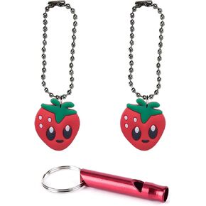 Strawberry Collar Charm Aluminum Alloy Whistle Emergency Survival Safety Camping Cat Dog Animal Training Bark Chew Woof Puppy Kitten Smile