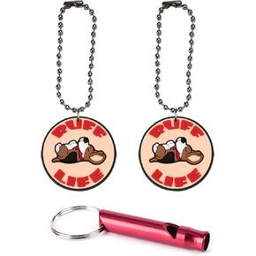 Ruff Life Collar Charm Aluminum Alloy Whistle Emergency Survival Safety Camping Cat Dog Animal Training Bark Chew Woof Puppy Kitten Red