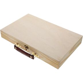 Wooden Artist Supplies Box Organizer Simple Multipurpose with Handle Portable Art Storage Box Case for Paint Brushes Pencils