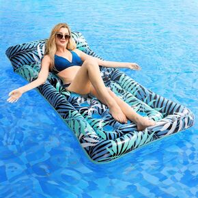 Raft Pool Float Lounge - Adult Size, Inflatable Pool Float with Headrest, Ultra-Comfort Cooling