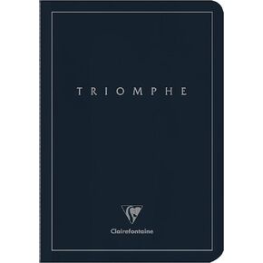 Clairefontaine 37126C Collection Triomphe PLATINUM A Deep Blue Sewn Notebook - A5 14.8x21 cm - 96 Lined Pages - 90 g Ivory Paper - Matte Coated Card Cover with Silver Marking