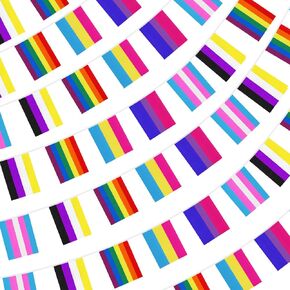 160 PCS Flags Banners 136 Feet Decorations Decorations Flag Rainbow for Parade Festival Carnival Party (مختلطة)