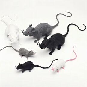 Fake Rat Prank Stuff - Plastic Mouse Halloween Decorations 6 PCS Realistic Rubber Mice for April Fools Tricks