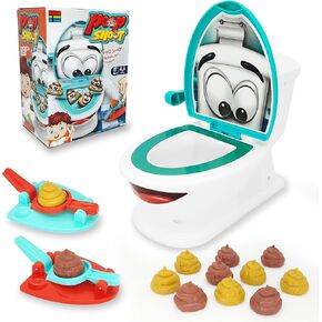 Poop Toys, Famliy Shooting Game, Funny Creativity Family Game, for 4-10 Year Old Kids Boy Girl, Include 1 Toilet Bowl, 2 Dexterity Launchers, 12 Soft Plastic Toy Poops