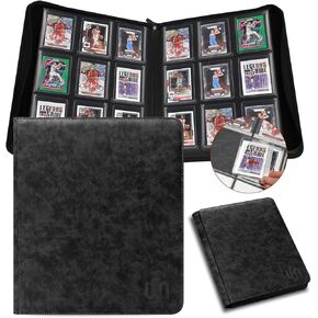 Toploader Binder, HYMENEX 9 Pocket TopLoader Card Binder for Trading Cards Top Loader Card Storage Holds 288 Toploaders for 3" x 4" Rigid Card Holders and Sports Cards - Gray