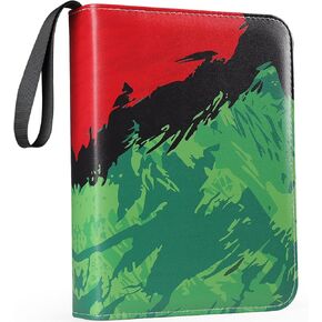4 Pocket Card Binder, 3-Ring Trading Card Binder with Zipper for 400 Cards Collection, Red Green
