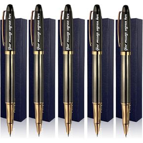 Ancolo Personalized Fountain Pens-Medium Point Nib- 5 Pcs a Set with Gift Pen Box Nice Souvenir Gift, Engraved with Your Name/Message/Phone number on the Pens Perfect for Men Women