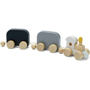 PlanToys® Celebration Wooden Train Set with Photo Slot & Chalkboard | Customizable Keepsake 3 Pcs Pull Toy Made with Sustainable Rubberwood for Kids