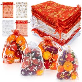 Sukh 100pcs Organza Bags 4"X6" - Moon Star Small Gift Bags Bulk Party Favor Mesh Bags Drawstring Goodie Wrap Pouch Bags Candy Jewelry Sachet Bracelet Fruit Protection Bags Wedding Halloween Christmas