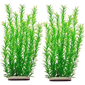 2-Pack Aquarium Plant Aquarium Decor Plastic Plants Extra Large 21 Inches Artificial Long Fish Tank Plants Tall Fish Tank Decorations Artificial Green Water Plants (Green)