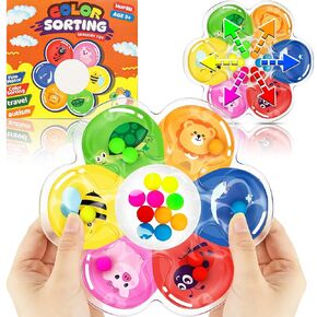 Color Sorting Sensory Toys for Toddlers & Kids, Preschool Fine Motor Skills for Autism, Fidget Color Matching Travel Toys, Calm Down Toy, Birthday Gifts for Boys & Girls