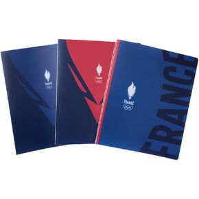 Olympiques Equipe de France A4 40mm Spine 4 Ring Round Polypropylene Cover Opaque 3 Pack