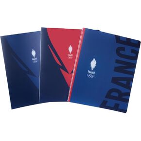 Olympiques Equipe de France Pack of 15 Folders A4 Spine 40mm 4 Rings Round Envelope Polypropylene Opaque