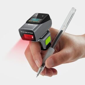 Eyoyo Ring Barcode Scanner with Screen: Fast & Long-Range Scanning, Mini Wearable 1D&2D Wireless Bluetooth Finger QR Code Scanner Compatible with iPhone iPad Android Phone for Warehouse Inventory