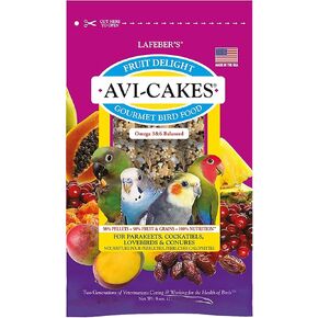 LAFEBER'S Fruit Delight Avi-Cakes Pet Bird Food, Made with Non-GMO and Human-Grade Ingredients, for Cockatiels Conures Parakeets (Budgies) Lovebirds (8 oz Pack of 2)