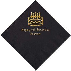 Black Birthday Personalized Napkins - Beverage - Party Supplies - 50 Pieces