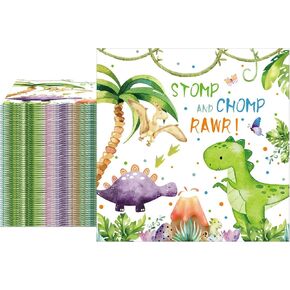 Xiliconie Dinosaur Birthday Decorations - 40 PCS Dinosaur Napkins 2-Ply Disposable Paper Dinosaur Theme Party Supplies for Kids Boys Birthday Baby Shower Napkins 6.5 x 6.5 Inches
