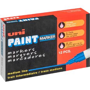 Uni-Paint® Markers, Medium Point, White, Pack Of 12