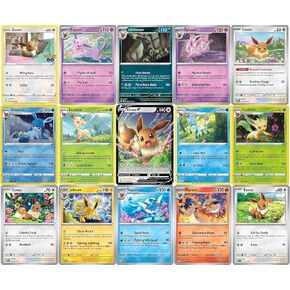 حزمة بطاقة Pokemon Eevee - مضمونة 1 Ultra Rare - 5 Eeveelution Holofoil Cards - لا تكرارات