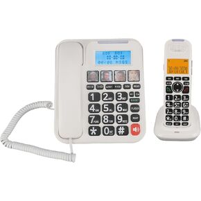 ASIXXSIX Cordless Phone ، الهواتف الأرضية القابلة للتوسيع للمنزل مع آلة الرد ، حظر المكالمات ، مذيع معرف المتصل ، الاتصال الداخلي ، والنطاق غير المسبوق ، الوضع الهادئ (أبيض)
