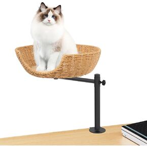 Cat Desk Bed,Paper Rope Material,Height Adjustable and 360°Rotating,Suitable for Cats up to 45 pounds,Cat Furniture for Office Desks,Game Tables