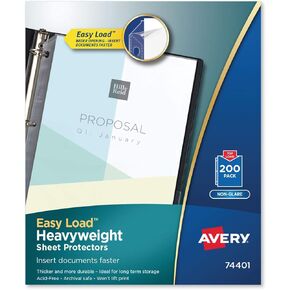 Avery 74401 Heavyweight Sheet Protectors, Letter Size, Non-Glare, 200/BX