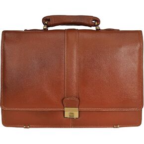 DA LV Full Grain Leather Laptop Briefcases Men Top Choice Gifts Laptop Bag Office Work 16'' Vintage Handmade Brass Hardware