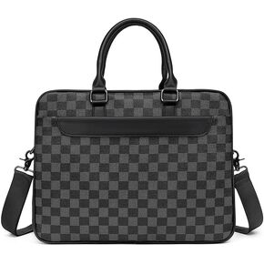 Professional Laptop Briefcase, 15.6 inch, Black PU Leather, Business Messenger Bag with Double Handles, Shoulder Strap