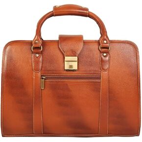 DA LV Full Grain Leather Laptop Briefcases Men Top Choice Gifts Laptop Bag Office Work 17'' Vintage Handmade Brass Hardware
