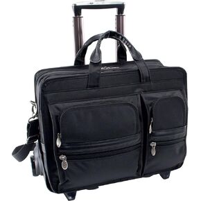 McKleinUSA P Series, Clinton, Tech-Lite Ballistic Nylon, 17" Nylon Patented Detachable -Wheeled Laptop Briefcase, Black (58445), One Size