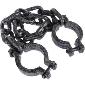 BESTOYARD Halloween Plastic Wrist Shackles Prison Handcuffs with Chain Links for Cosplay Costume Party Decoration, Black, 35 Inches Long